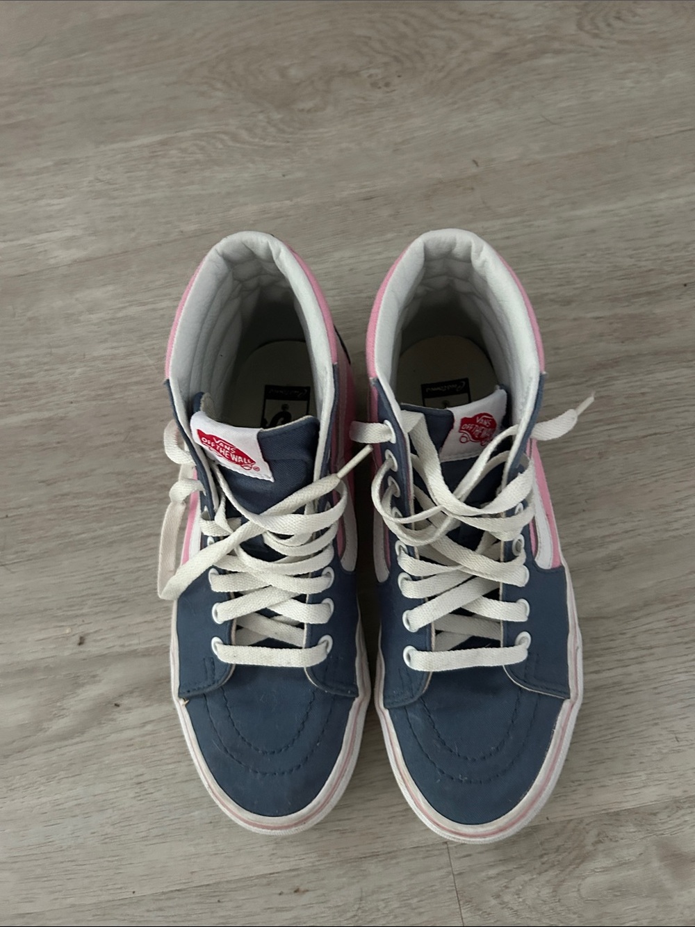 Vans Kids High-Top Sneakers in Blue and Pink